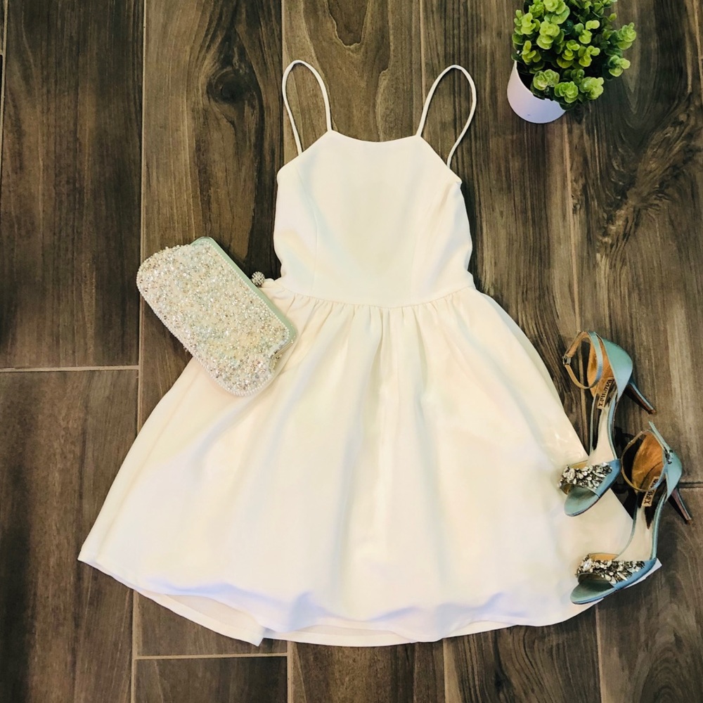 LuLus Chic Freely Ivory Backless Skater Dress - Picture 5 of 10